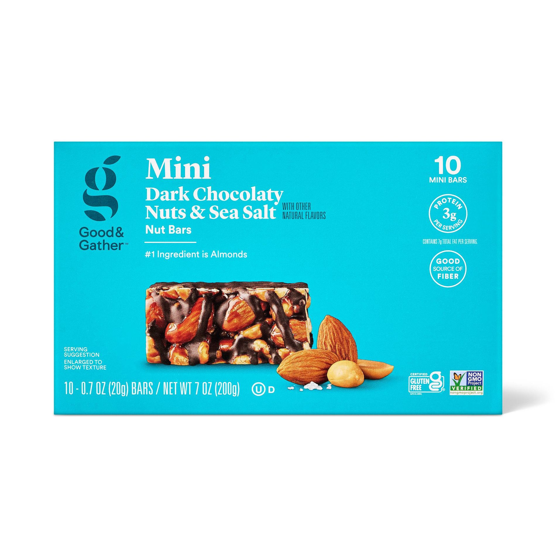 Mini Dark Chocolaty Nuts and Sea Salt with Other Natural Flavors Nut Bars - 7oz/10ct - Good & Gather™