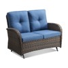 Buenhomino Patio Loveseat Glider Wicker Loveseat Rattan Glider Sofa with Curved Armrest Thicking Back & Seat Cushions for Garden Balcony Backyard - 2 of 4