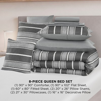 The Sheet Lab Lyon Stripe Bed in a Bag, Gray, Queen — фото 2