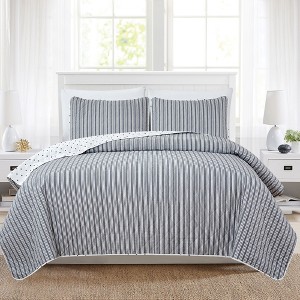 Market & Place Nora Striped Reversible Quilt Set - 1 of 4