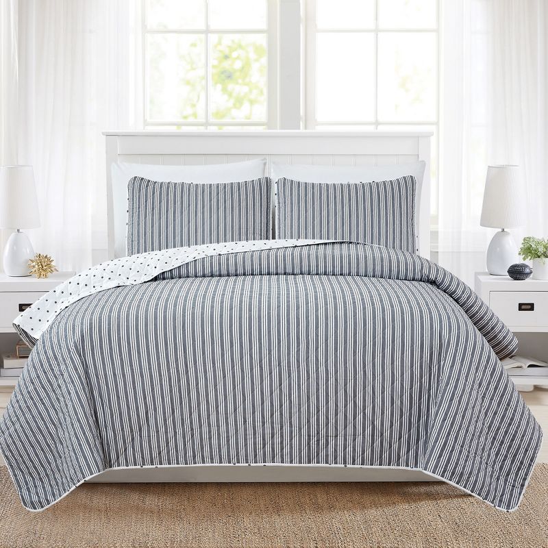 Market & Place Nora Striped Reversible Quilt Set, 1 of 7