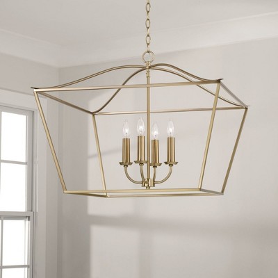 Grady 4-Light Matte Brass Pendant with Open-Air Frame
