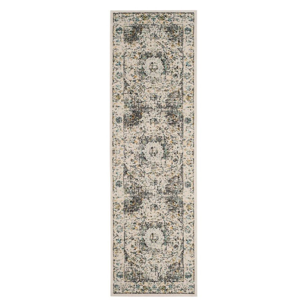 2'2inx9' Runner Medallion Gray/Gold - Safavieh