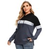 WhizMax Women Plus Size Striped Color Block hoodie Drawstring Long Sleeve Hooded Pullover Sweatshirt - 4 of 4