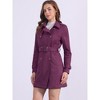 Allegra K Women's Notched Lapel Double Breasted Faux Suede Trench Coat with Belt - 2 of 4