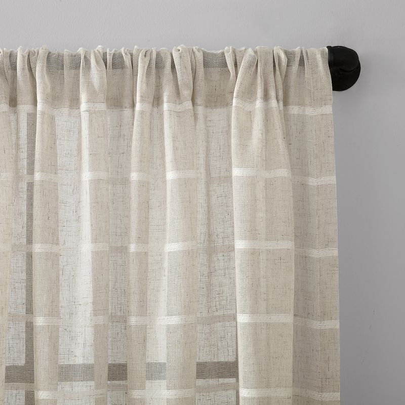 Twill Stripe Sheer Anti-Dust Curtain Panel - Clean Window, 4 of 12