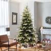 LuxenHome 7Ft Pre-Lit Flocked Fraser Fir Slim Artificial Christmas Tree Green - 3 of 4