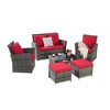 6-Piece Outdoor Patio Rattan Conversation Sofa Set with Tempered Glass Coffee Table - 3 of 4