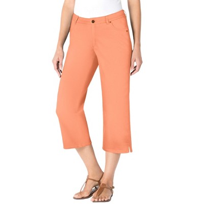 Woman Within Women's Plus Size Capri Stretch Jean - 26 W, Orange Melon ...