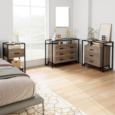 3/6 Drawer Dresser, Wood Dresser Chest with Wide Storage Space