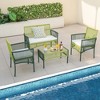 Costway 4PCS/8PCS Patio Round Wicker Conversation Set with Cushions Tempered Glass Side Table - 2 of 4