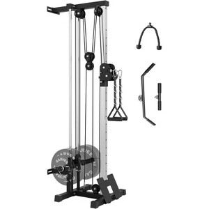 Wall Mount Cable Machine, Dual Pulley System with 18 Adjustable Positions, LAT Pulldown & Crossover Station for Home Gym, 400LB Capacity - 1 of 4