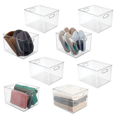mDesign Plastic Storage Organizer Bin with Handles for Closets, 8 Pack ...