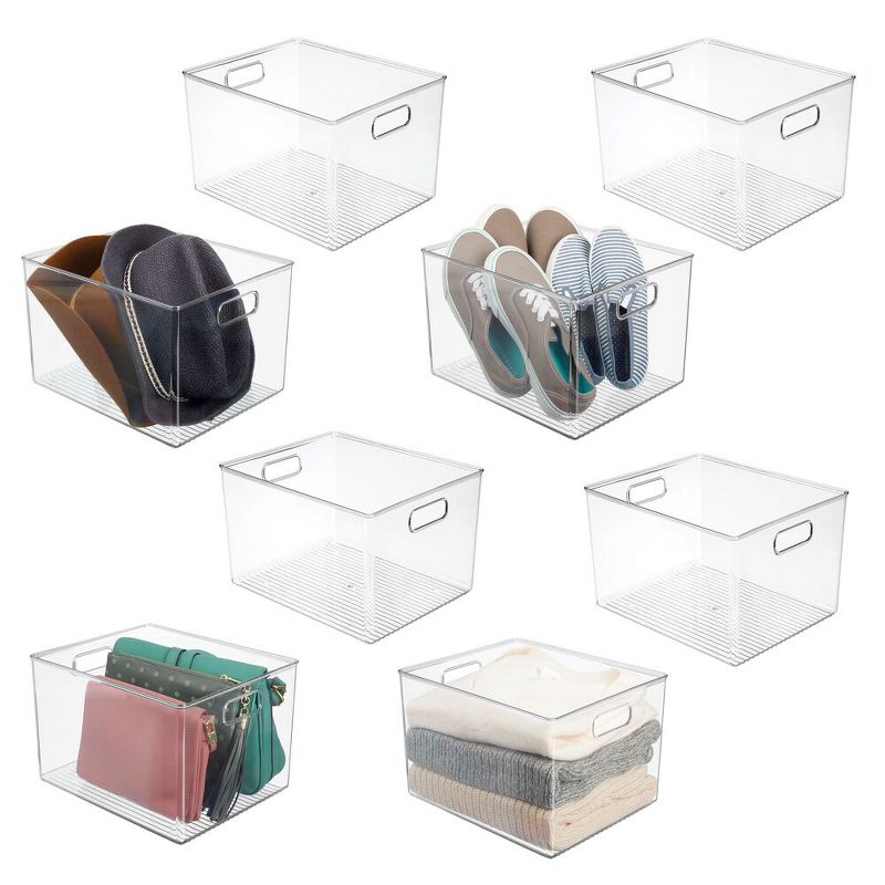 mDesign Plastic Closet Storage Organizer Container Bin, Handles, 1 of 9