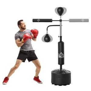 Soozier 4-in-1 Boxing Punching Bag Stand with 2 Speedballs, 360° Relax Bar, & PU-Wrapped Bag & Adjustable Height - 1 of 4