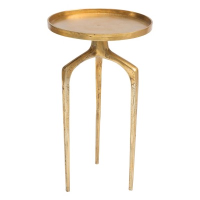 Antique Gold Round Metal Nesting Tables, Set of 2