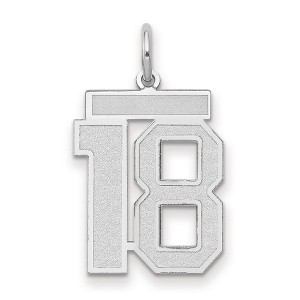Black Bow Jewelry 14k White Gold, Jersey Collection, Medium Number 18 Pendant - 1 of 3
