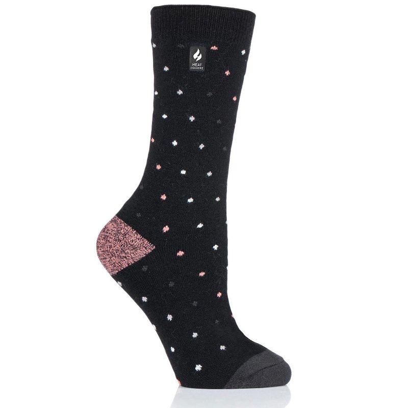 Heat Holders® Women's Spots Pattern ULTRA LITE™ Socks | Thermal Yarn | Lightweight Winter Socks Tight Fit Shoes | Warm + Soft, Hiking, Cabin, Cozy at Home Socks | 3X Warmer Than Cotton, 1 of 2