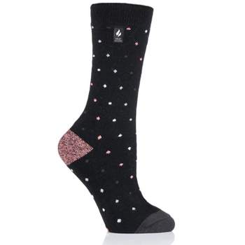 Heat Holders® Women's Spots Pattern ULTRA LITE™ Socks | Thermal Yarn | Lightweight Winter Socks Tight Fit Shoes | Warm + Soft, Hiking, Cabin, Cozy at Home Socks | 3X Warmer Than Cotton