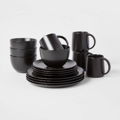16pc Stoneware Acton Dinnerware Set Black - Threshold™