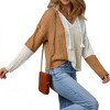 Women's Color Block Knit Top Long Sleeve V-Neck, Loose Fit Pullover Sweater with Openwork Detail - 3 of 4