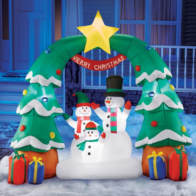 Collections Etc Snowmen Tree Arch Christmas Outdoor Inflatable Decoration 87 X 32 X 83, 2 of 3