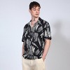 Campus Sutra Men Men's Onyx Black Oversized Foliage Lined Shirt - 3 of 4