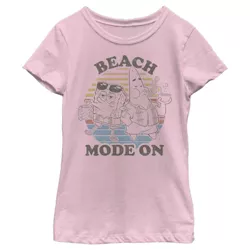 Girl's SpongeBob SquarePants Beach Mode On  T-Shirt - Light Pink - X Small