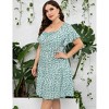 Plus Size Sundress with Short Sleeve Square Neck Ruffled Dress Smokced Wasit Tiered Dress Plus Size Peasant Dress Floral Prairie Dress - 2 of 4