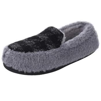 House Slippers for Womens Fuzzy Warm Plush Shearling Loafers Non Slip House Shoes Indoor Outdoor