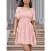 EXLURA Women's Summer Casual Square Neck Dresses Ruffle Short Sleeve Swiss Dot Flowy Mini Dress - 2 of 4