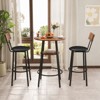 Zevemomo 3 Pieces Round Bar Table and Chair Set,Small Dining Table for 2,with Storage,2 Upholstered Stools with Backrest for Dining Room &Bistro-Brown - 3 of 4