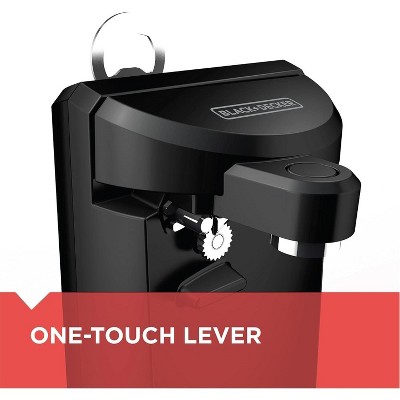 Black Extra-Tall Plastic Electric Can Opener with Multi-Tool