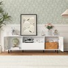 MAYEERTY High Gloss Modern TV Console, 63x15.74x19.68 inch Entertainment Center with Storage Shelves, Cloud White for Living/Bedroom - 2 of 4
