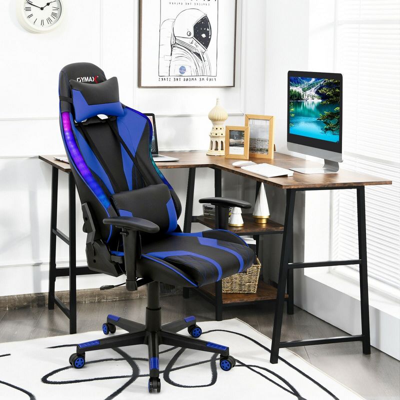 Costway Gaming Chair Adjustable Swivel Computer Chair w/ Dynamic LED Lights, 4 of 11