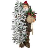 Northlight 48" Santa Claus with Artificial Flocked Alpine Tree Christmas Figure