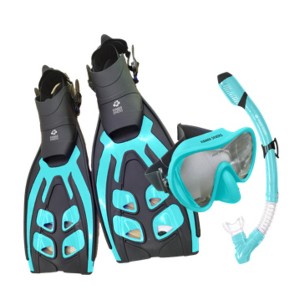Hawaii Divers Deep Sea Adult Snorkel Set – Teal/Black - Size S/M - 1 of 3