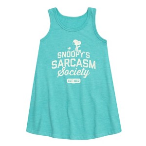 - Peanuts - Snoopy Sarcasm Society Graphic Sleeveless Aline Dress - 1 of 4