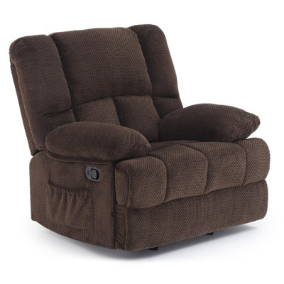 Lirago,Brown,Compact Swivel Rocker Recliner Chair for Adults -Black Metal Frame for Small Spaces
