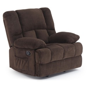 Lirago,Brown,Compact Swivel Rocker Recliner Chair for Adults -Black Metal Frame for Small Spaces - 1 of 4