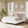 Queen/King Size Upholstered Platform Bed Frame with Curved Back Headboard, Button Tufted Design & Piping, Modern Classic - ModernLuxe - 2 of 4