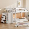 NicBex Twin Over Twin/Full Over Full Bunk Bed with Built-in Design and Fence,Loft Bed with 4 Drawers and 3 Shelves for Bedroom,White/Gray/Espresso - 2 of 4