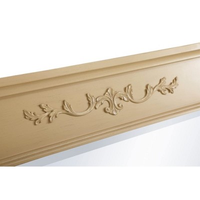 Elegant Light Antique Beige Wood Framed Rectangular Mirror