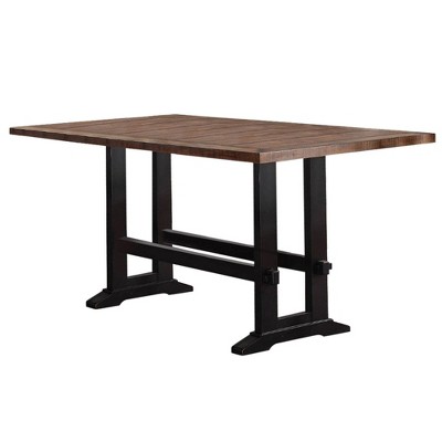 Distinctively Chic Rubber & Pine Wood Counter Height Table Brown - Benzara