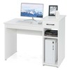 Costway Computer Desk PC Laptop Table w/ Drawer and Shelf Home Office Furniture White - 2 of 4