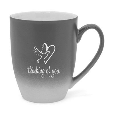 Elanze Designs Thinking Of You Two Toned Ombre Matte Gray and White 12 ounce Ceramic Stoneware Coffee Cup Mug
