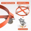 55-gallon Bucket Cart with 4 casters, 1000-pound Capacity Trash Can Cart, Orange Steel Frame Trolley - 2 of 4