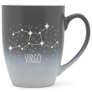 100 North Zodiac Design 10 Ounce Gray and White Two Toned Ombre, Comfortably Fits Your Hands, Ceramic Tea Coffee Cup Mug, Virgo - 1 of 1