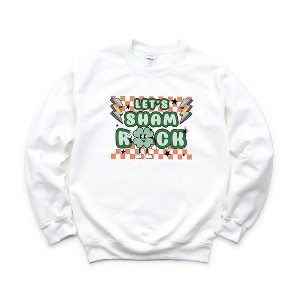 Simply Sage Market Women's Graphic Sweatshirt Let's Sham Rock Lightning Bolt - 1 of 3