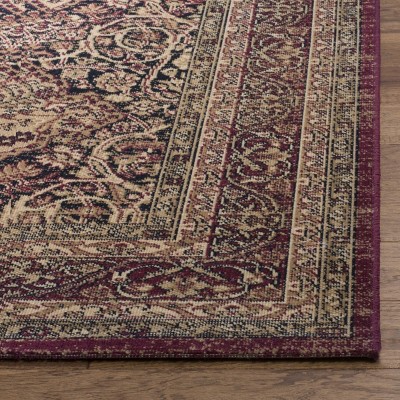 Navy and Red Persian Style Wool Area Rug, 5'1" x 7'6"
